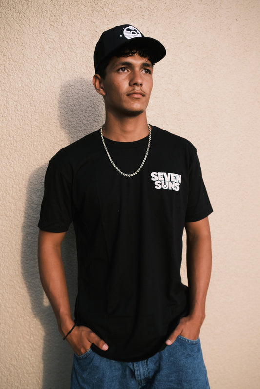 Classic Band Tee - White on Black