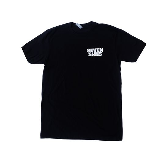 Classic White Seven Suns Logo on Black T-shirt