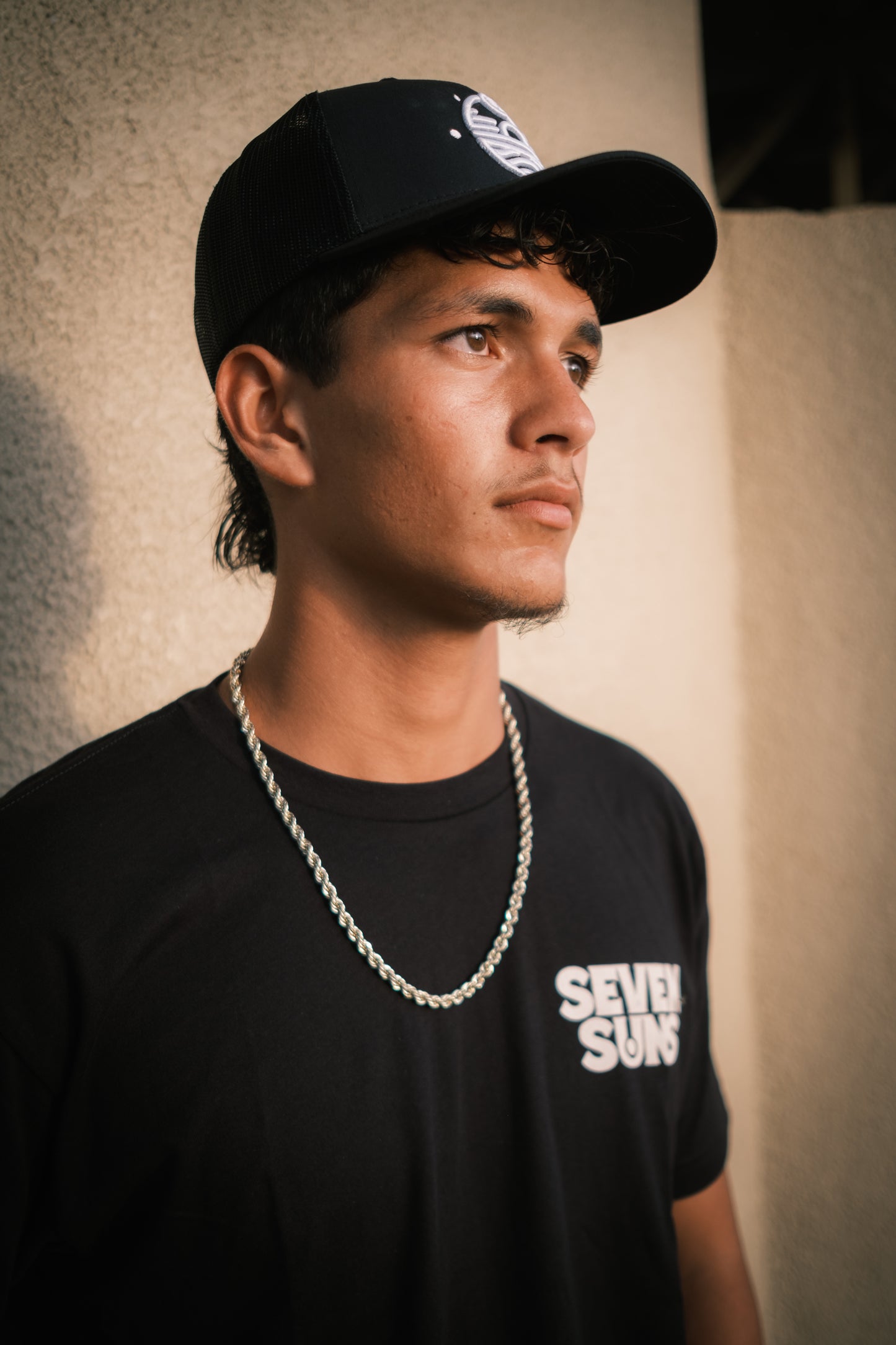Seven Suns Logo Mesh Snapback - Black