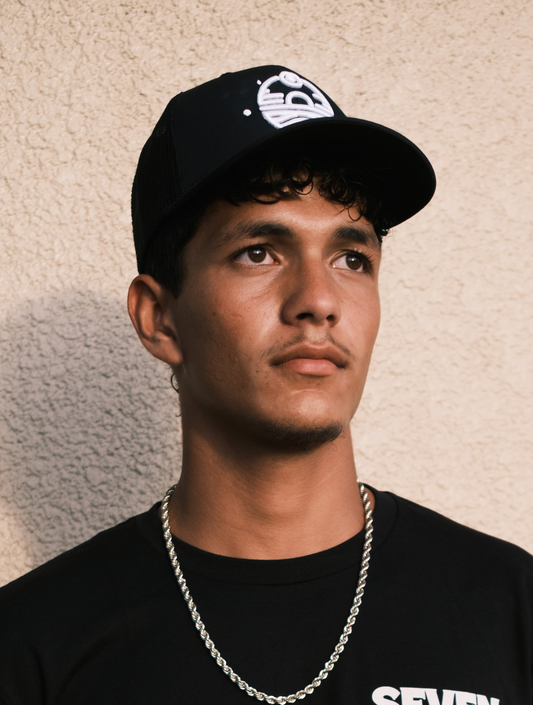 Seven Suns Logo Mesh Snapback - Black