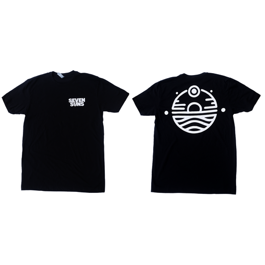 Classic White Seven Suns Logo on Black T-shirt